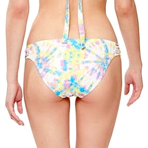 NWT Jessica Simpson Bikini Bottoms with Shirred Sides Tie Dye Print Size Medium - Picture 4 of 12